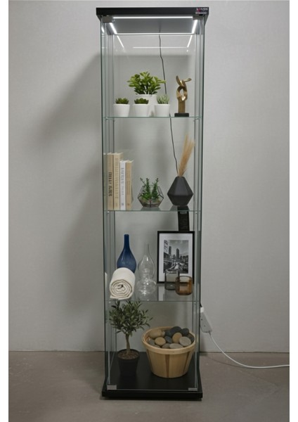 3 Raflı Ledli Camlı Vitrin (Gümüşlük,kitaplık, Sunu,sergi Vitrini) fırsatları