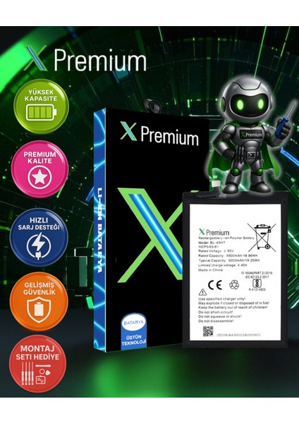 Xpremium Tecno Pop 5 Lıte Uyumlu Batarya Pil Süper Yüksek Kalite 5000 Mah BL-49FT