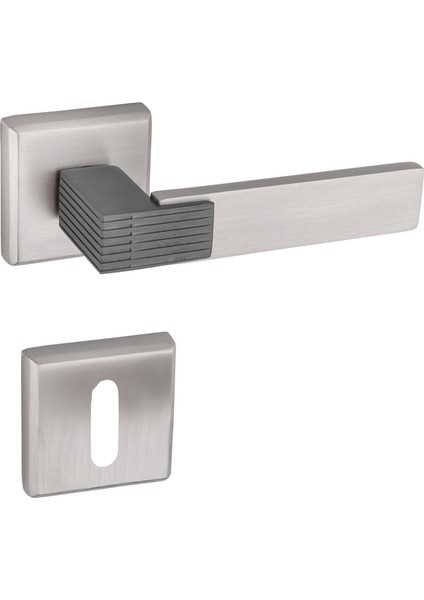 Premium Ahenk Closed Rozetli Kapı Kolu (Oda-Wc-Yale Kilit Tipleri)(Takım) Saten-Siyah