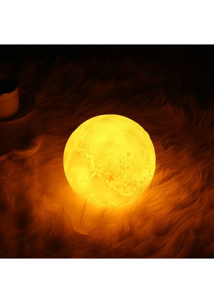 Renkli 3D Ay Gece Lambası, Dekoratif Küre Led, Başucu Işığı, Sıcak ve Şık Atmosfer