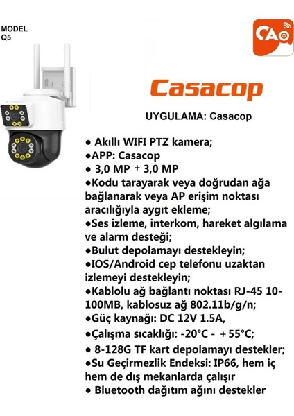 4k-Casacop-Q5-Wifi-Bahçe ve Güvenlik Kamerası modelleri