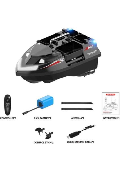 Sazan Yemleme (Tekne ve Botu)Flytec V802 4 Kabin 3kg Yük 500M 12000MAH Pil Rc Kumandalı (Konumsuz)
