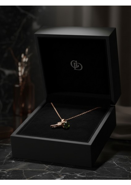 925 Ayar Gümüş Rose Altın Kaplama Melek ve Yeşim Taşı Kolye fiyatları