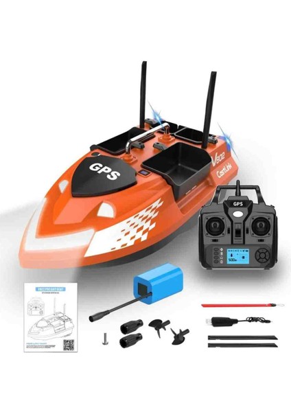 Sazan Yemleme (Tekne ve Botu)Flytec V802 Pro 500M Gps 160 Konumlu Oto Eve Dönüş 12000 Batarya Full