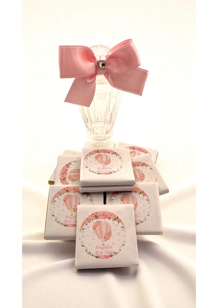 Balon Temalı Kız Bebek Isme Özel Çikolata modelleri