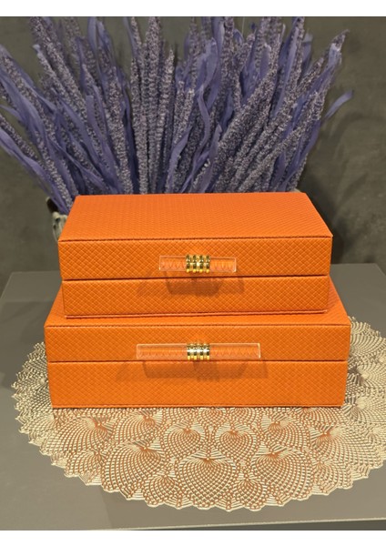 Deri Kutu Turuncu Cubuklu 2li fiyatları