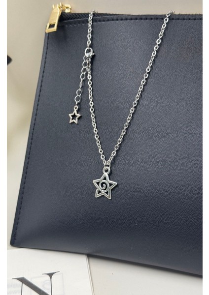 Vortex Spiral Yıldız Çelik Kolye, El Yapımı Paslanmaz Çelik Zincir Yıldızlı Kolye modelleri