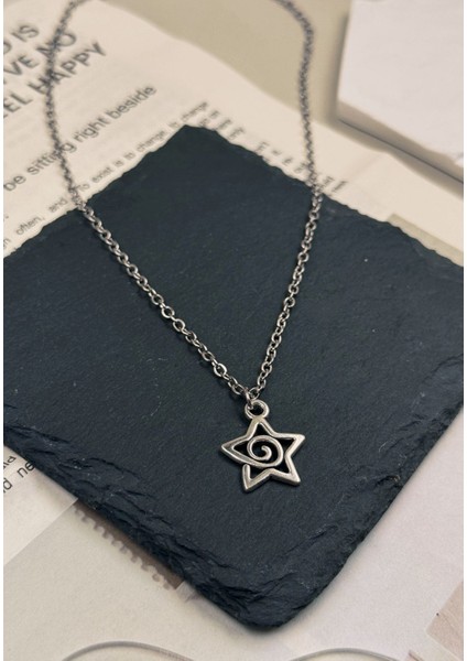 Vortex Spiral Yıldız Çelik Kolye, El Yapımı Paslanmaz Çelik Zincir Yıldızlı Kolye fırsatları