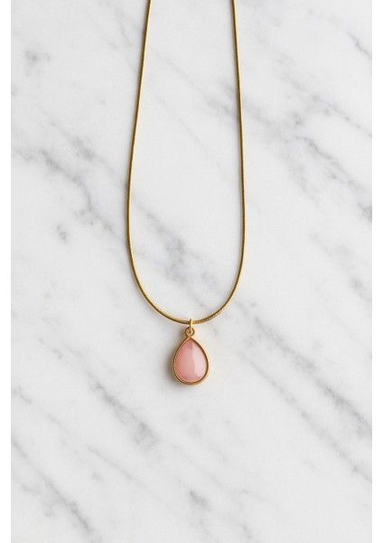 Taşlı Vintage Gold Kolye