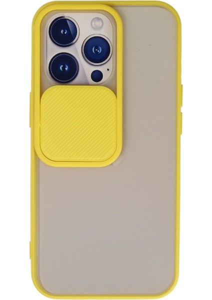 Iphone 13 Pro Kılıf Palm Buzlu Kamera Sürgülü Silikon - Sarı