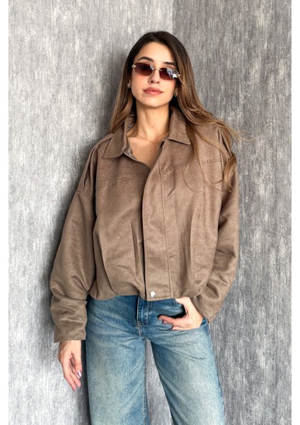 Kadın Süet Bomber Mont 0730 modelleri