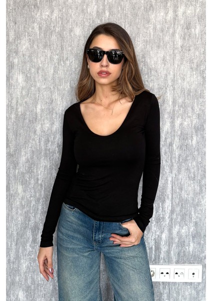 Kadın V Yaka Uzun Kol Bluz 22132