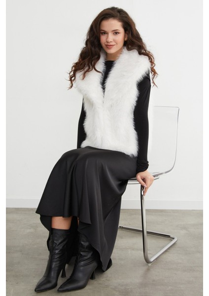 Astarlı Şal Yaka Suni Kürk Yelek modelleri