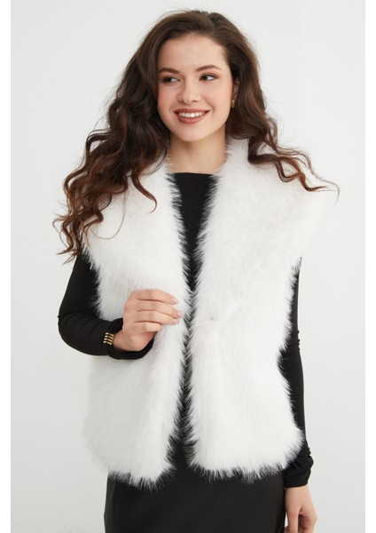 Astarlı Şal Yaka Suni Kürk Yelek indirimleri