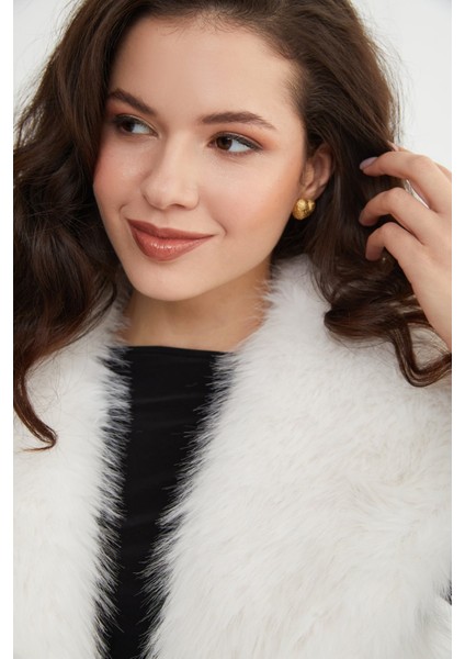 Astarlı Şal Yaka Suni Kürk Yelek