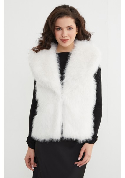 Astarlı Şal Yaka Suni Kürk Yelek