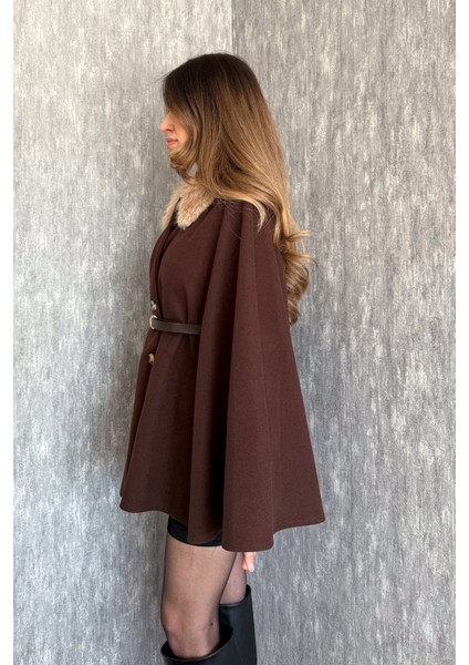 Kadın Yaka Kürklü Panço 9165 modelleri