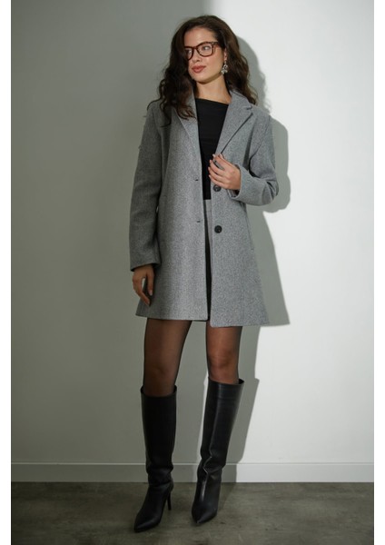 Kruvaze Yaka Cepli Kaşe Kaban fırsatları