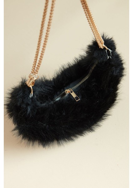 Zincir Askılı Fermuarlı Suni Kürk Kol Çantası modelleri