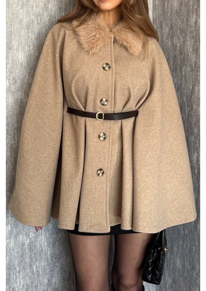 Kadın Yaka Kürklü Panço 9165 fiyatları