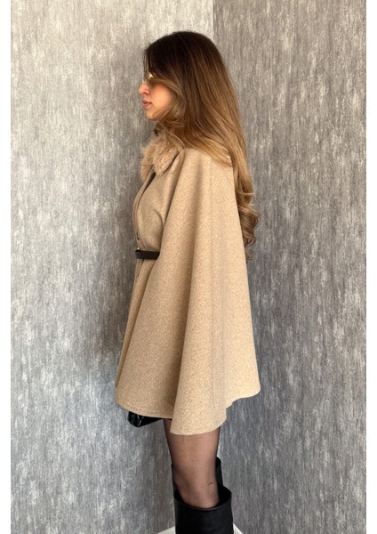 Kadın Yaka Kürklü Panço 9165 modelleri