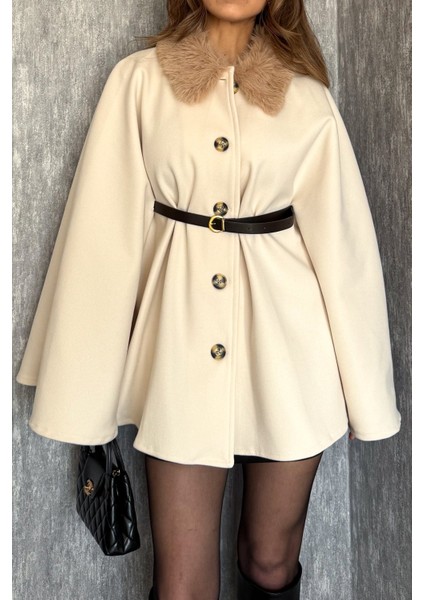 Kadın Yaka Kürklü Panço 9165 fiyatları