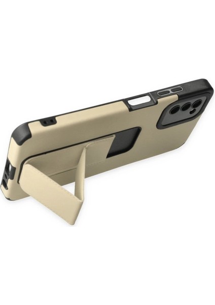 Samsung Galaxy A03S Kılıf Mega Standlı Silikon - Gold fırsatları