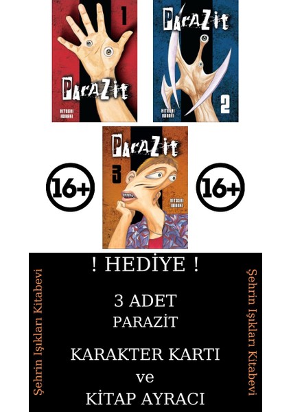 Parazit 1-2-3 Manga Seti (3 Kitap) / 3 Adet Parazit Karakter Kartı ve Kitap Ayracı Hediye