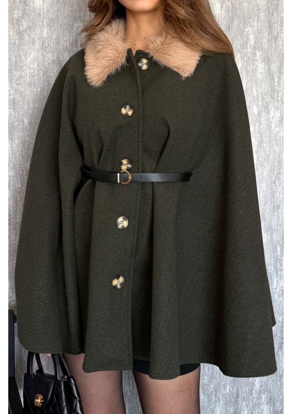 Kadın Yaka Kürklü Panço 9165 fiyatları