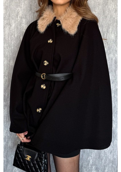 Kadın Yaka Kürklü Panço 9165 fiyatları