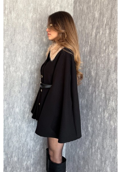 Kadın Yaka Kürklü Panço 9165 modelleri