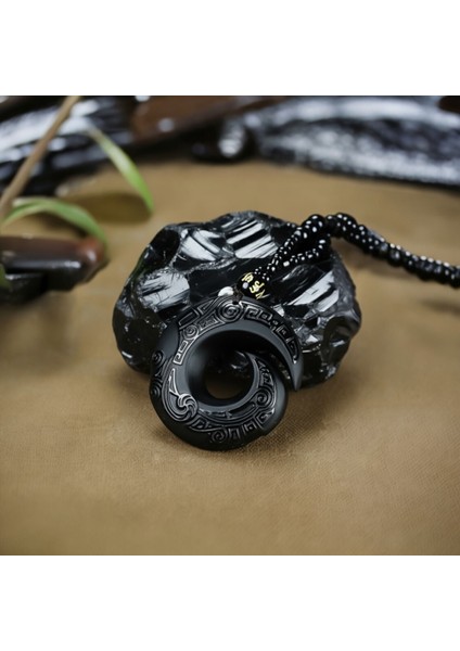 Obsidyen Taşı Koruma Kolye | Negatif Enerji Kalkanı | Uniseks