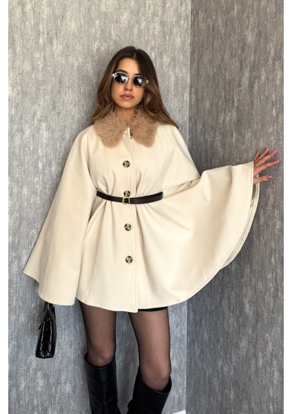 Kadın Yaka Kürklü Panço 9165 indirimleri