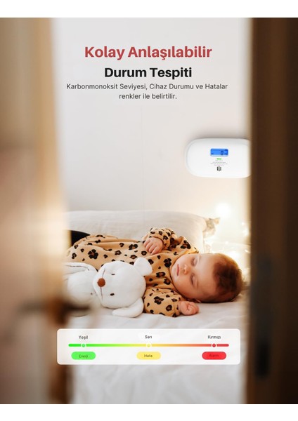 X-Sense Wi-Fi Özellikli Akıllı Karbon Monoksit Dedektörü XC0C-IR, Uygulama Üzerinden Sessizlik, LCD Dijital Ekranlı Co Alarmı, Değiştirilebilir Pilli Karbon Monoksit Alarmı, 1'li Paket