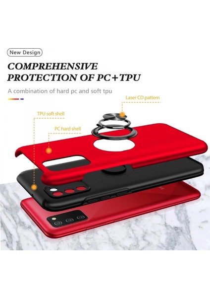 Samsung Galaxy A02S Kılıf Elit Yüzüklü Kapak - Kırmızı fiyatları