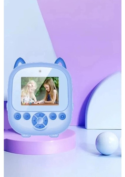 Dijital Video Fotoğraf App Destekli Çocuk Kamerası Termal Resim Kağıt Baskılı Yazıcı Mavi fiyatları