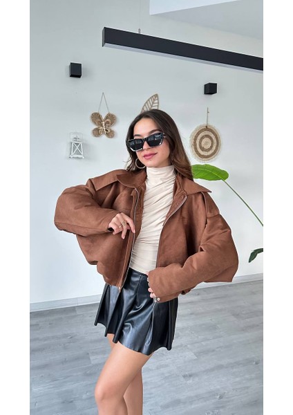 Taba Süet Apoletli Balon Kadın Ceket fiyatları