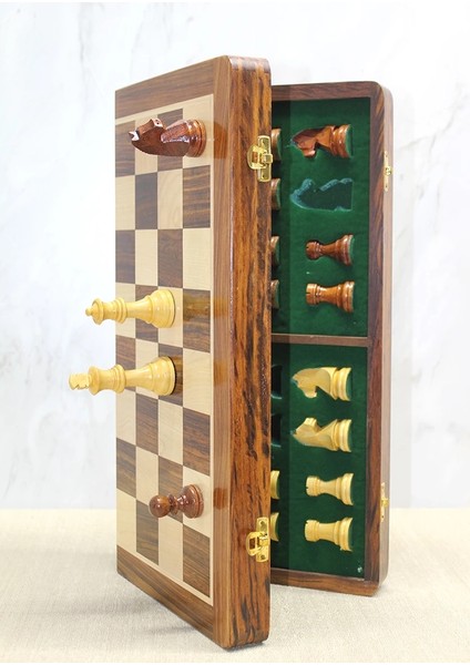 Mıknatıs Taşlı Ahşap Katlanabilir Kutulu Satranç Oyunu 40 cm G225 modelleri