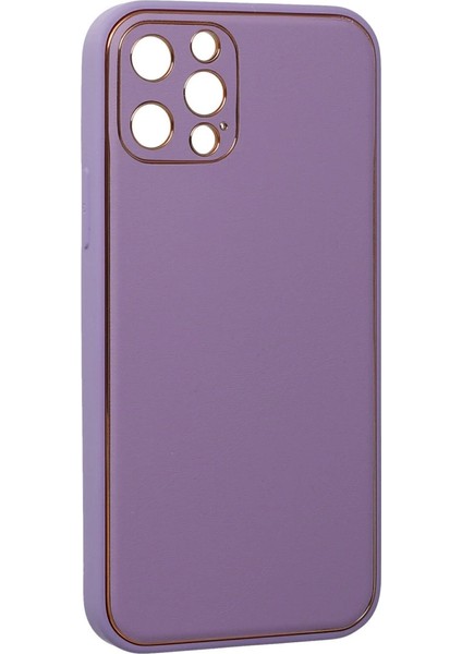 Iphone 12 Pro Kılıf Coco Deri Silikon Kapak - Lila modelleri