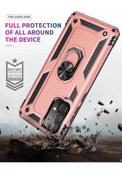 Samsung Galaxy A52 Kılıf Sofya Yüzüklü Silikon Kapak - Rose