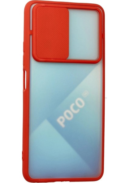 Xiaomi Poco F3 Kılıf Palm Buzlu Kamera Sürgülü Silikon - Kırmızı modelleri