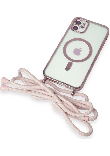 Iphone 12 Kılıf Divo Lazer Askılı Magsafe Kapak - Pembe