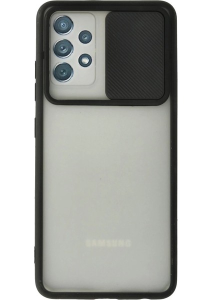 Samsung Galaxy A72 Kılıf Palm Buzlu Kamera Sürgülü Silikon - Siyah