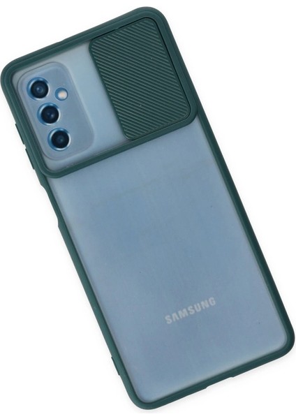 Samsung Galaxy M52 5g Kılıf Palm Buzlu Kamera Sürgülü Silikon - Yeşil modelleri