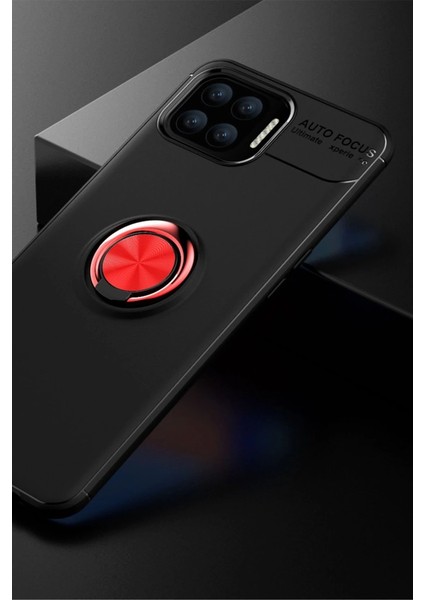 Oppo A73 Kılıf Range Yüzüklü Silikon - Siyah-Kırmızı fiyatları