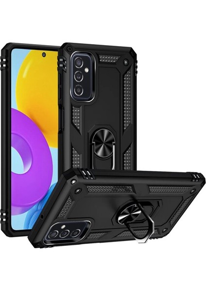 Samsung Galaxy M52 5g Kılıf Sofya Yüzüklü Silikon Kapak - Siyah