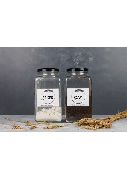 3'lü Dekoratif Mutfak Düzenleyici Çay, Kahve, Şeker 3000 ml Siyah Metal Kapak fiyatları