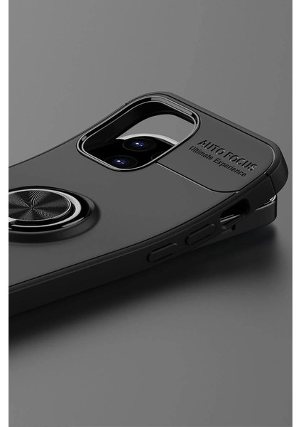 Iphone 12 Kılıf Range Yüzüklü Silikon - Siyah-Kırmızı indirimleri