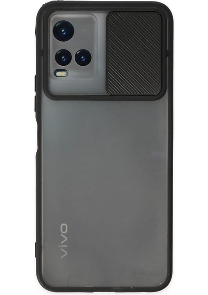 Vivo Y33S Kılıf Palm Buzlu Kamera Sürgülü Silikon - Siyah