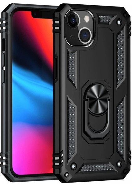 Iphone 13 Kılıf Sofya Yüzüklü Silikon Kapak - Siyah